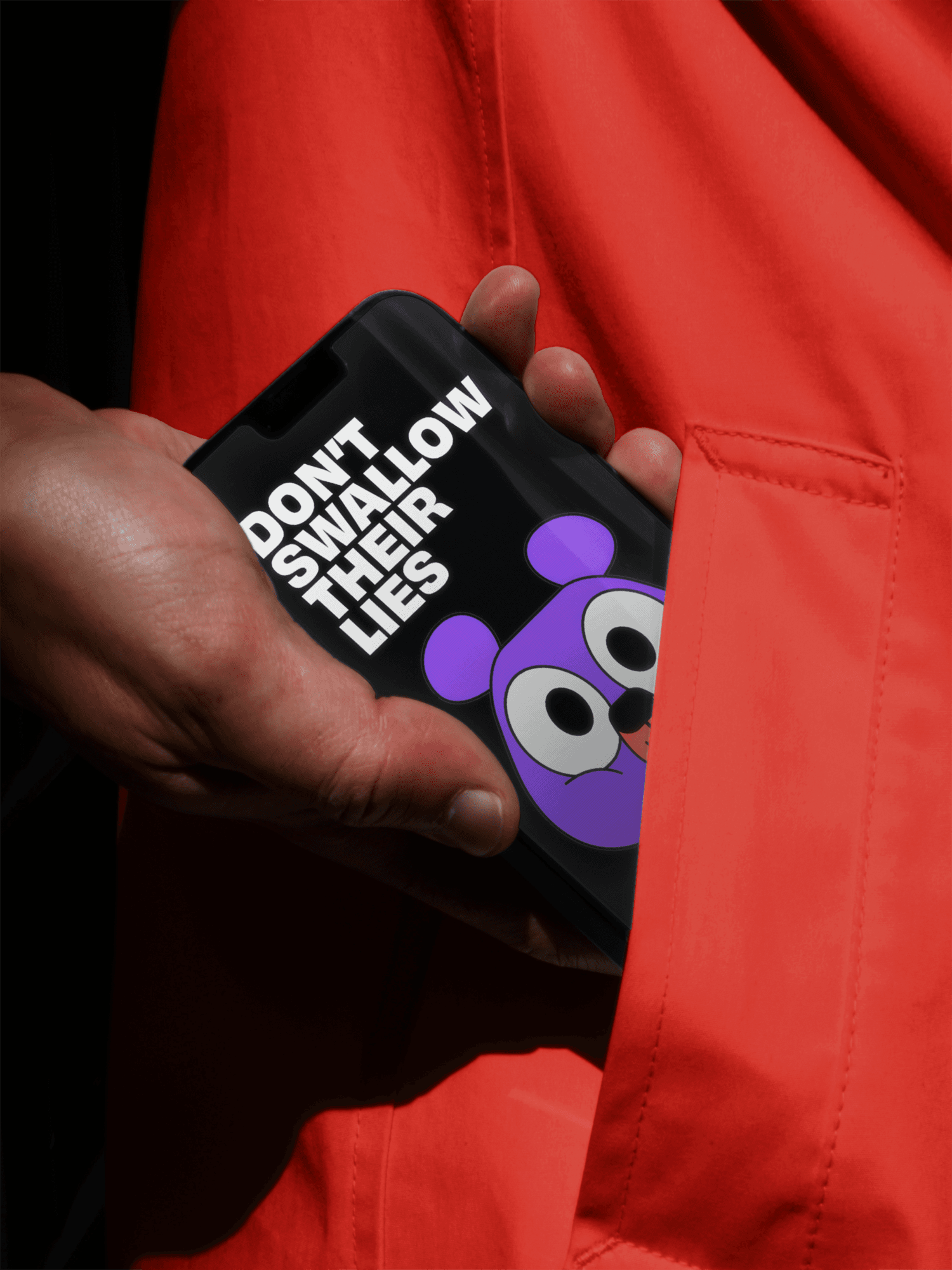 A hand holding a phone